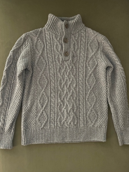 GAP Other - GAP Light Gray Cable Knit Sweater with Button Neck